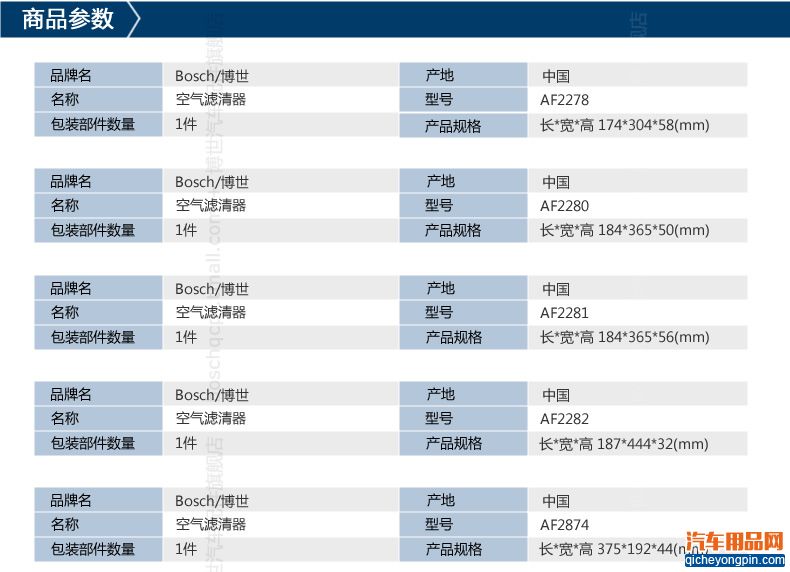 一汽大众空滤_详情_商品参数